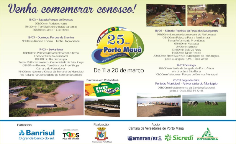 Participe da Programação em Comemoração ao 25º Aniversário do Município